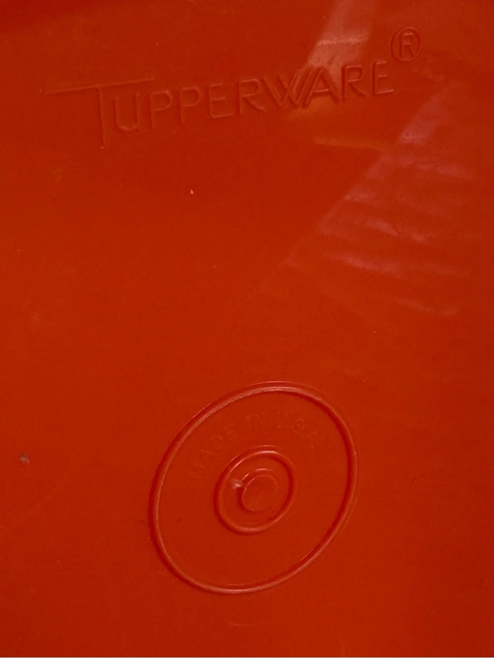 Vintage 1970s Tupperware tangerine orange tall Servalier canister (model #1222)